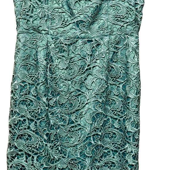 ADRIANNA PAPELL Lace Square Neck Formal Cocktail Blue Dress Size 12 - Picture 3 of 12